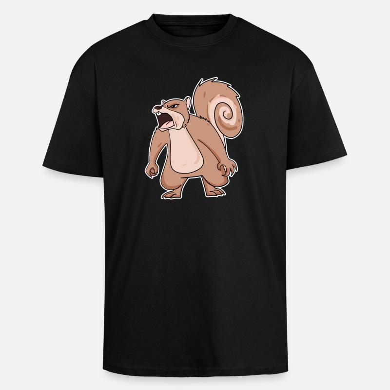 angry squirrel - Unisex Oversized Heavyweight T-shirt - black