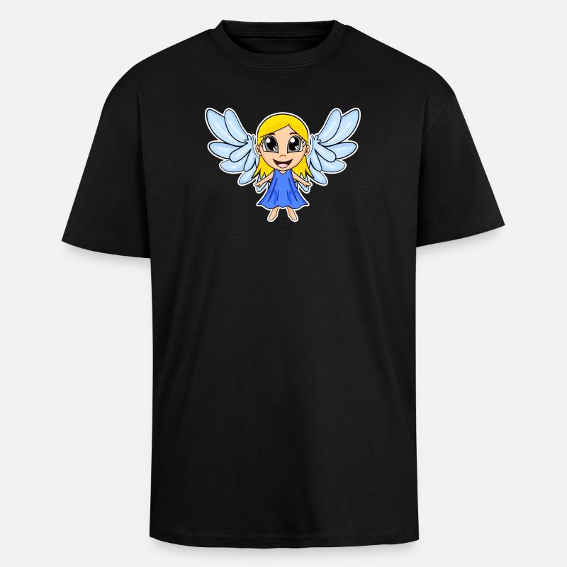 Engel Mädchen Flügel - Oversized Heavyweight Unisex T-Shirt - Schwarz