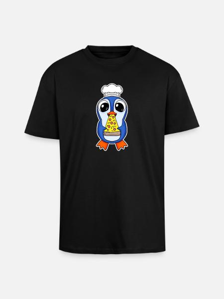 Pizza pingouin gourmet - T-shirt unisexe oversize épais - noir