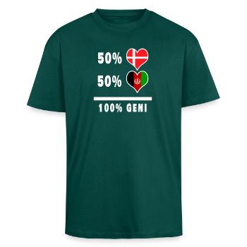 Afghanistan et Danemark 100% drapeau de génie - T-shirt unisexe oversize épais - hunter green - Devant - Alina (178cm) & Michal (187cm)