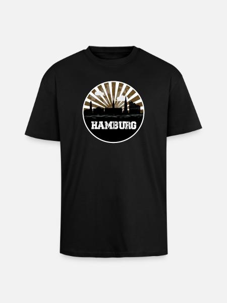 Hamburg Skyline Home Game - Unisex Oversized Heavyweight T-shirt - black