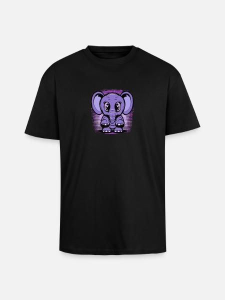Mignon bébé éléphant - T-shirt unisexe oversize épais - noir