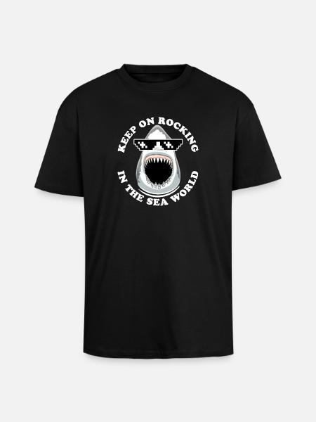 Shark with sunglasses - Unisex Oversized Heavyweight T-shirt - black