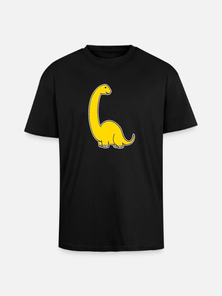 Dino jaune doux - T-shirt unisexe oversize épais - noir