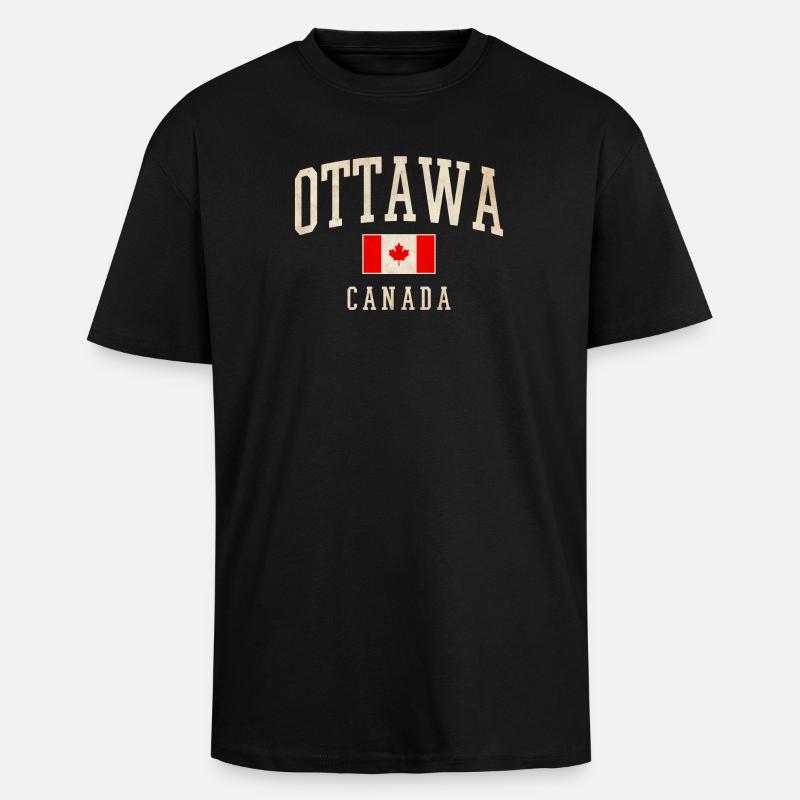 Conception du drapeau d’Ottawa Canada - T-shirt unisexe oversize épais - noir