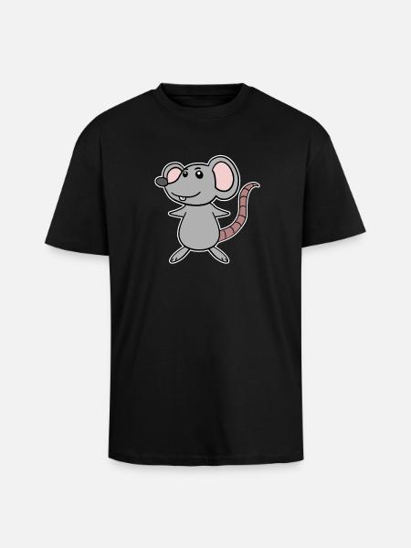 Mouse Cartoon - Unisex Oversized Heavyweight T-shirt - black