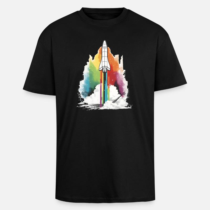 Rainbow Rocket - Unisex Oversized Heavyweight T-shirt - black