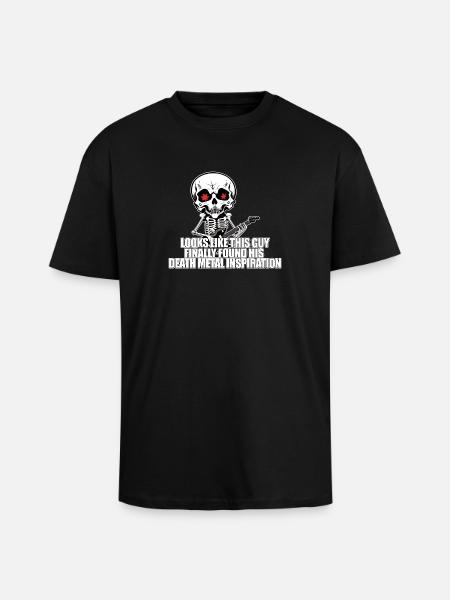 Skeleton with guitar DEATH METAL - Unisex Oversized Heavyweight T-shirt - black