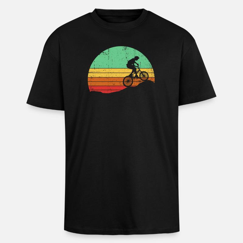 Retro Sunset Cyclist Silhouette - Unisex Oversized Heavyweight T-shirt - black
