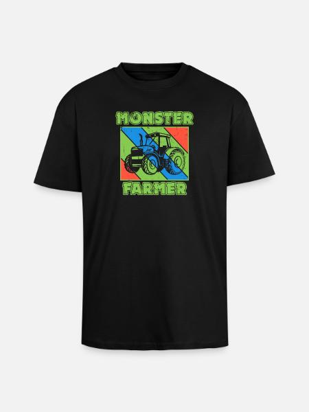 Farm Farmer Vehicle Statement Tractor - Unisex Oversized Heavyweight T-shirt - black