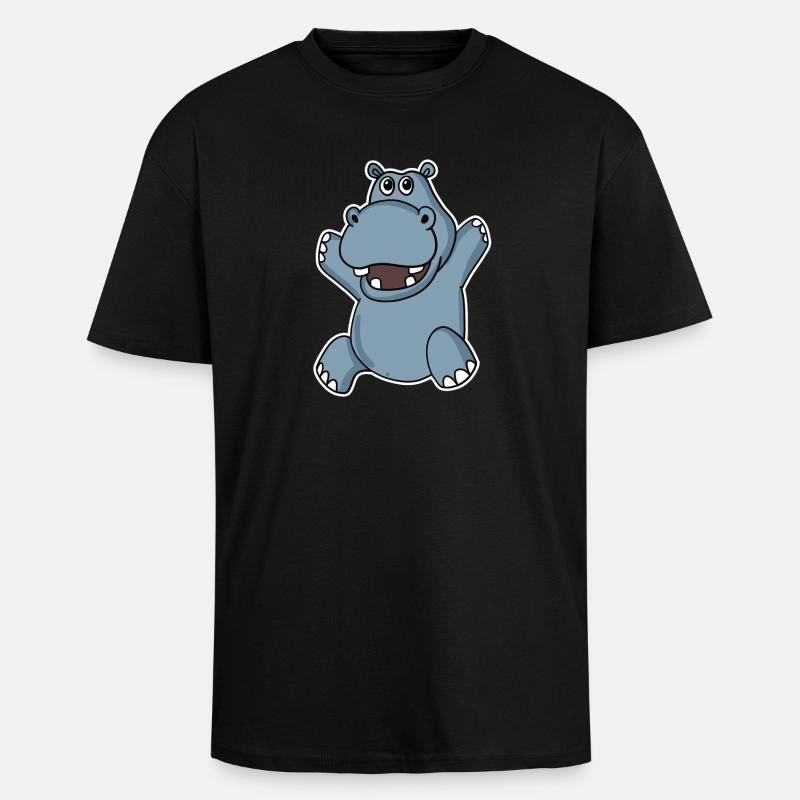 Niedliches Nilpferd - Oversized Heavyweight Unisex T-Shirt - Schwarz