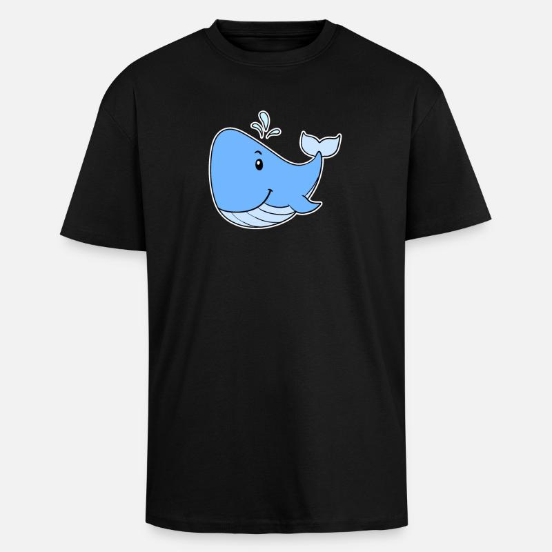Ozean Wal - Oversized Heavyweight Unisex T-Shirt - Schwarz