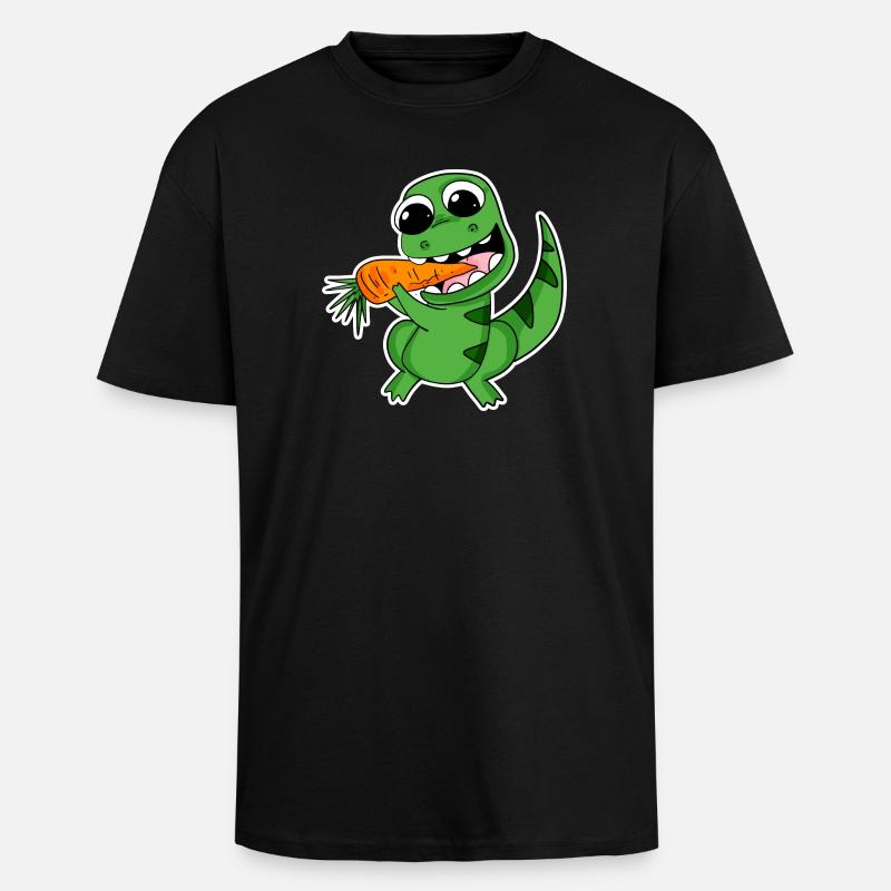 Dino eats carrot - Unisex Oversized Heavyweight T-shirt - black