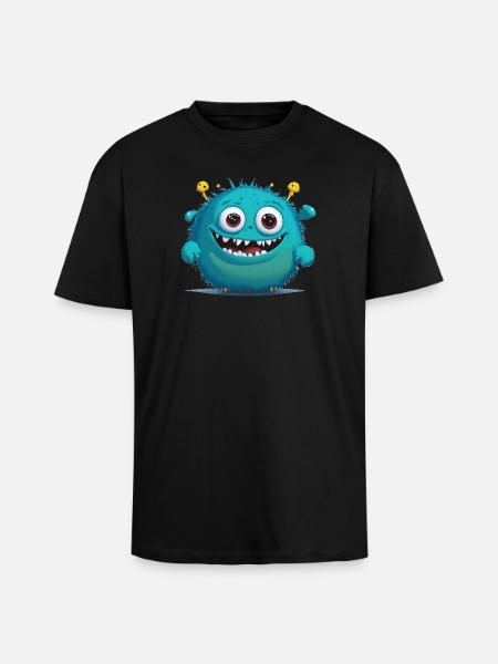 little blue monster - Unisex Oversized Heavyweight T-shirt - black