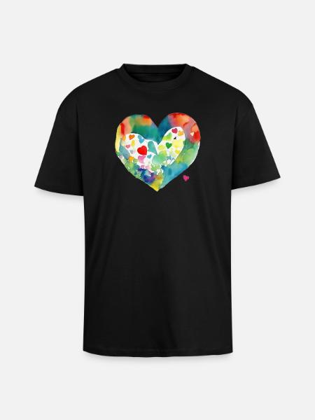 Cœur - T-shirt unisexe oversize épais - noir