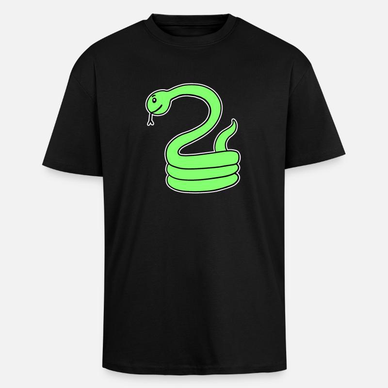 Snake - Green Snake - Unisex Oversized Heavyweight T-shirt - black