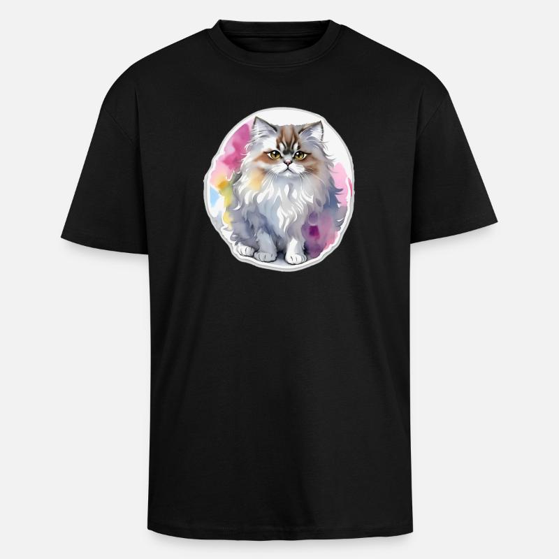 Chat persan - T-shirt unisexe oversize épais - noir