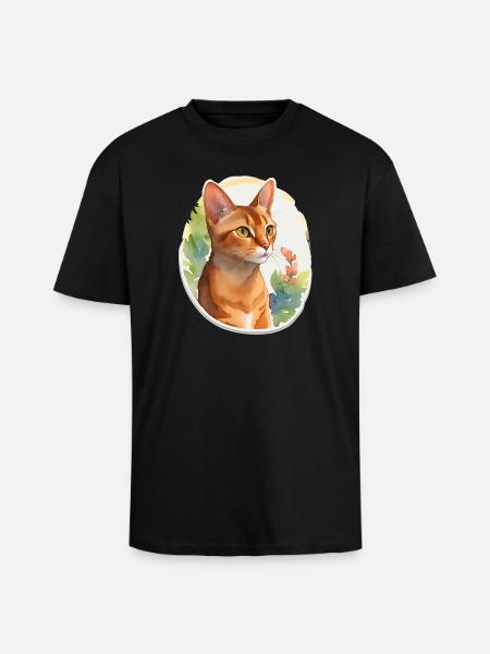 Abyssinian cat - Unisex Oversized Heavyweight T-shirt - black