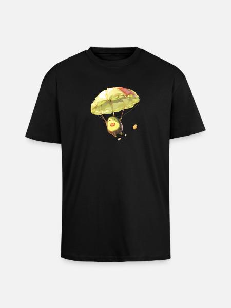 Skydiving Avocado - Unisex Oversized Heavyweight T-shirt - black