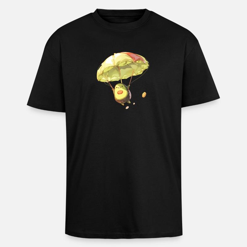 Skydiving Avocado - Oversized Heavyweight Unisex T-Shirt - Schwarz