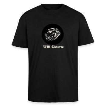 US Cars weiß - Oversized Heavyweight Unisex T-Shirt - Schwarz - Vorne - Alina (178cm) & Michal (187cm)