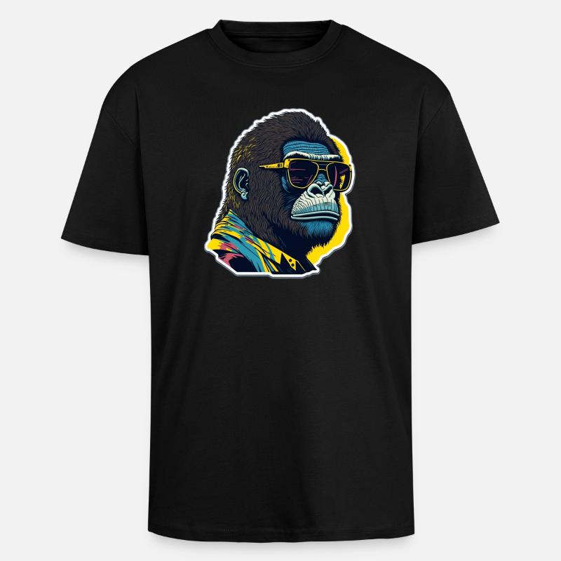 Gorilla mit Sonnebrille - Oversized Heavyweight Unisex T-Shirt - Schwarz