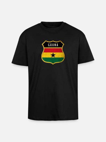 Ghana Wappen Flaggen Design - Oversized Heavyweight Unisex T-Shirt - Schwarz
