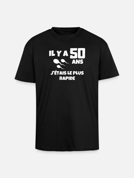 anniversaire, anniversaire 50 ans, 50 ans - T-shirt unisexe oversize épais - noir