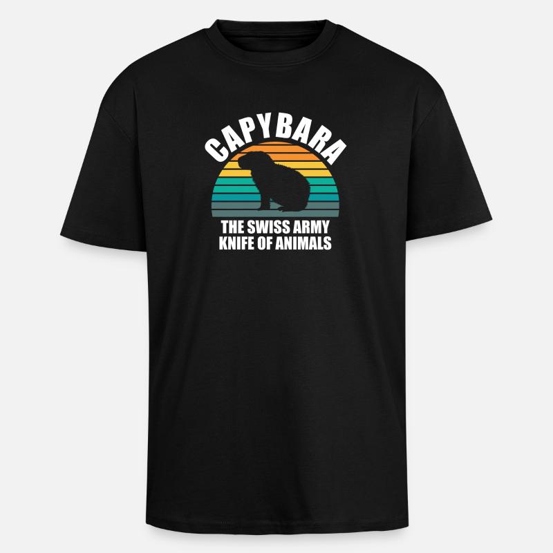 Capybara Zootier Design - Oversized Heavyweight Unisex T-Shirt - Schwarz