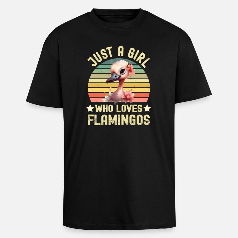 Flamant - T-shirt unisexe oversize épais - noir