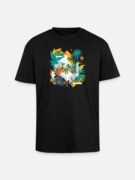 Geometric Jungle - Unisex Oversized Heavyweight T-shirt - black