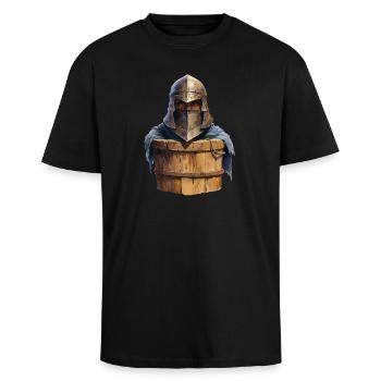 Ritter im Eimer – Lustiges RPG Design - Oversized Heavyweight Unisex T-Shirt - Schwarz - Vorne - Alina (178cm) & Michal (187cm)