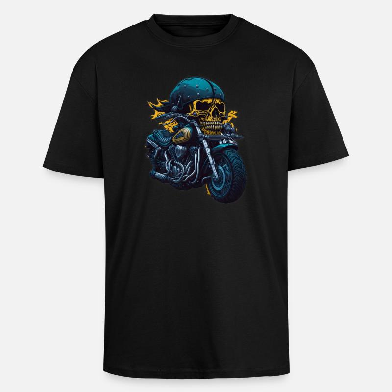 Biker Skull - Oversized Heavyweight Unisex T-Shirt - Schwarz