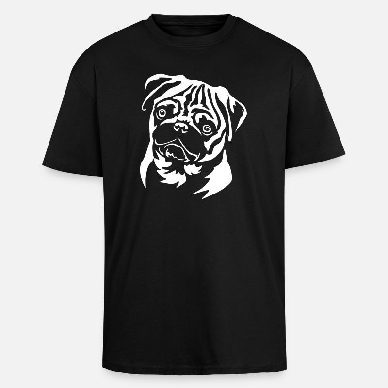 Pug Head "Black Edition" - Unisex Oversized Heavyweight T-shirt - black