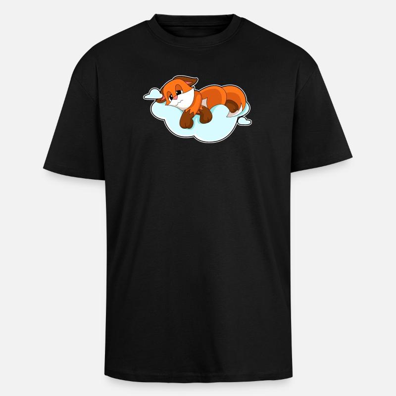 Fuchs Wolken - Oversized Heavyweight Unisex T-Shirt - Schwarz