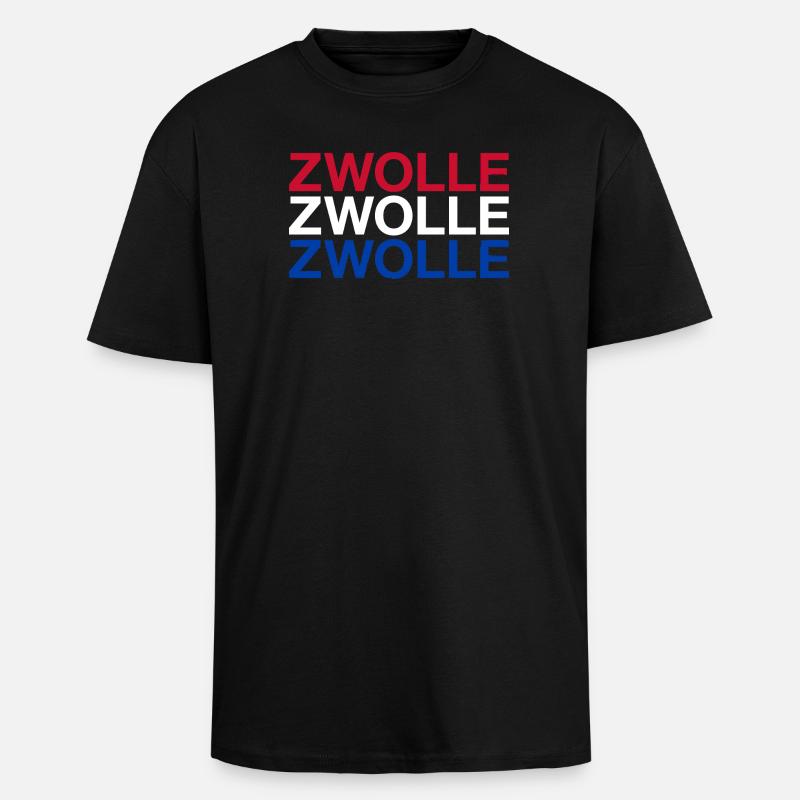 ZWOLLE Pays-Bas Drapeau des Pays-Bas - T-shirt unisexe oversize épais - noir