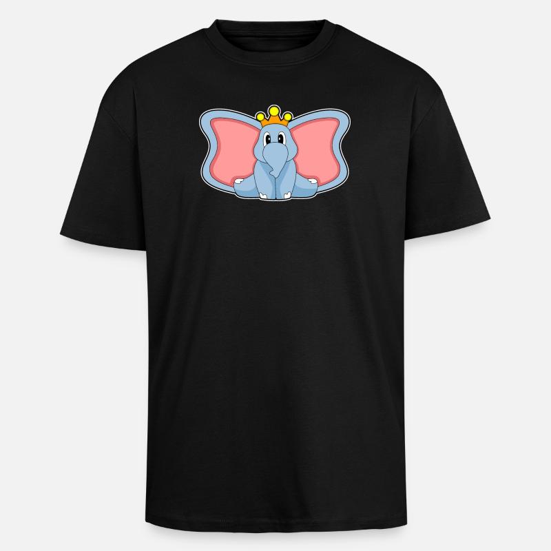 Elefant Krone - Oversized Heavyweight Unisex T-Shirt - Schwarz