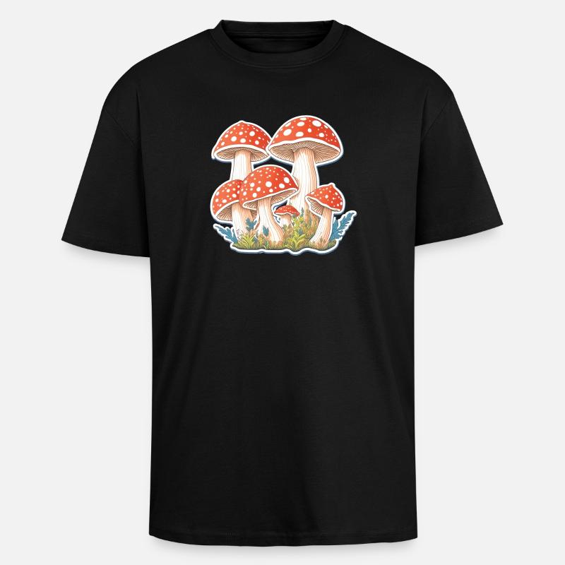 Toadstools, mushrooms - Unisex Oversized Heavyweight T-shirt - black