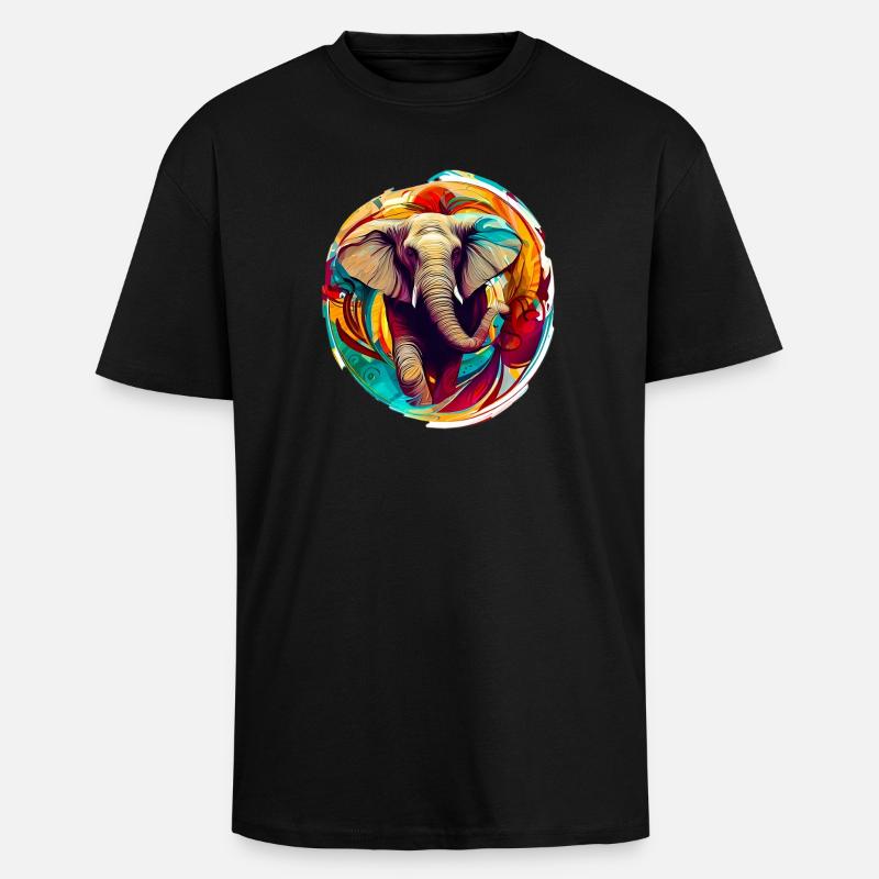 Éléphant - T-shirt unisexe oversize épais - noir