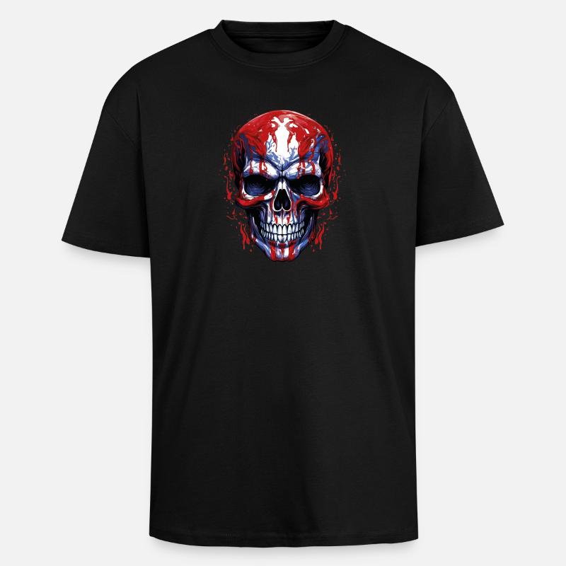 Flaggen Skull Grafik - Oversized Heavyweight Unisex T-Shirt - Schwarz