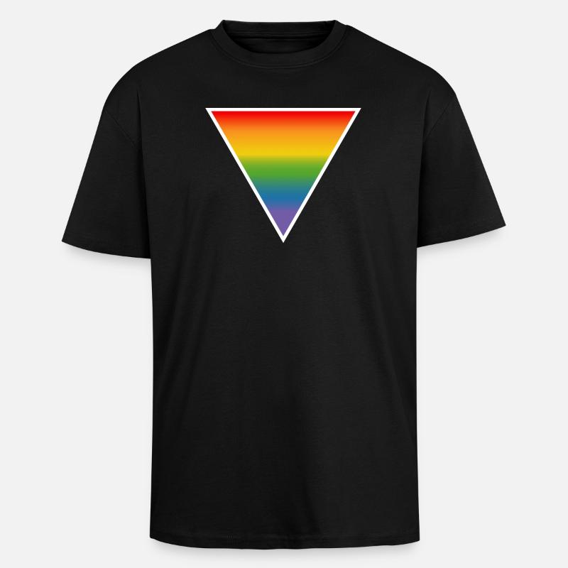 Rainbow LGBTQIA triangle white - Unisex Oversized Heavyweight T-shirt - black