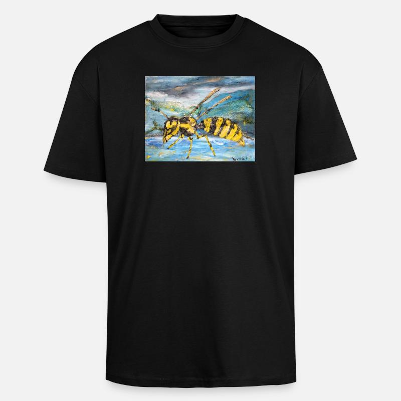 Illustration einer Wespe  - Oversized Heavyweight Unisex T-Shirt - Schwarz