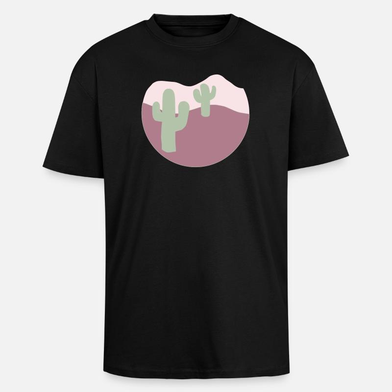 Désert avec des cactus - T-shirt unisexe oversize épais - noir