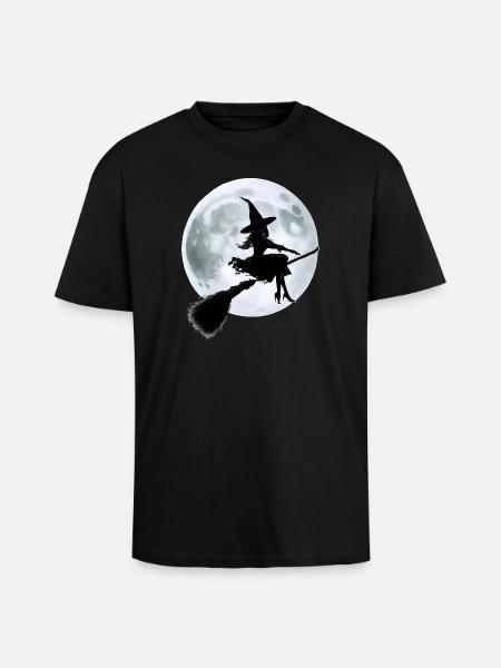 Witch on a Broom - Unisex Oversized Heavyweight T-shirt - black