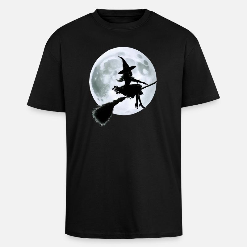 Witch on a Broom - Unisex Oversized Heavyweight T-shirt - black