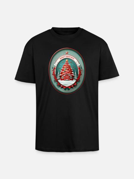 Cabane de Noël - T-shirt unisexe oversize épais - noir