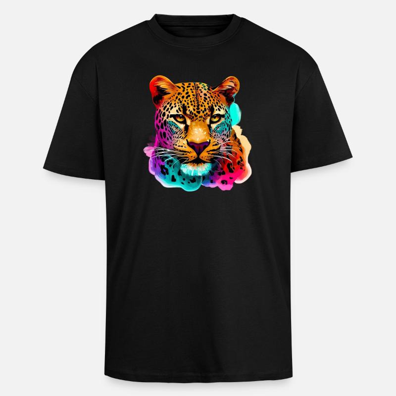 Leopard - Oversized Heavyweight Unisex T-Shirt - Schwarz