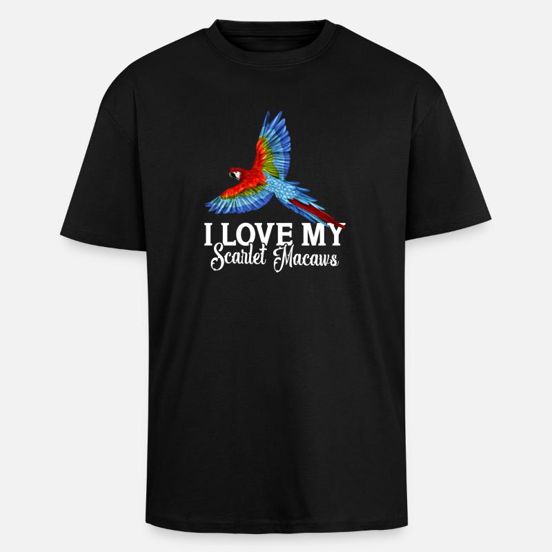 J'adore mes aras écarlates - T-shirt unisexe oversize épais - noir