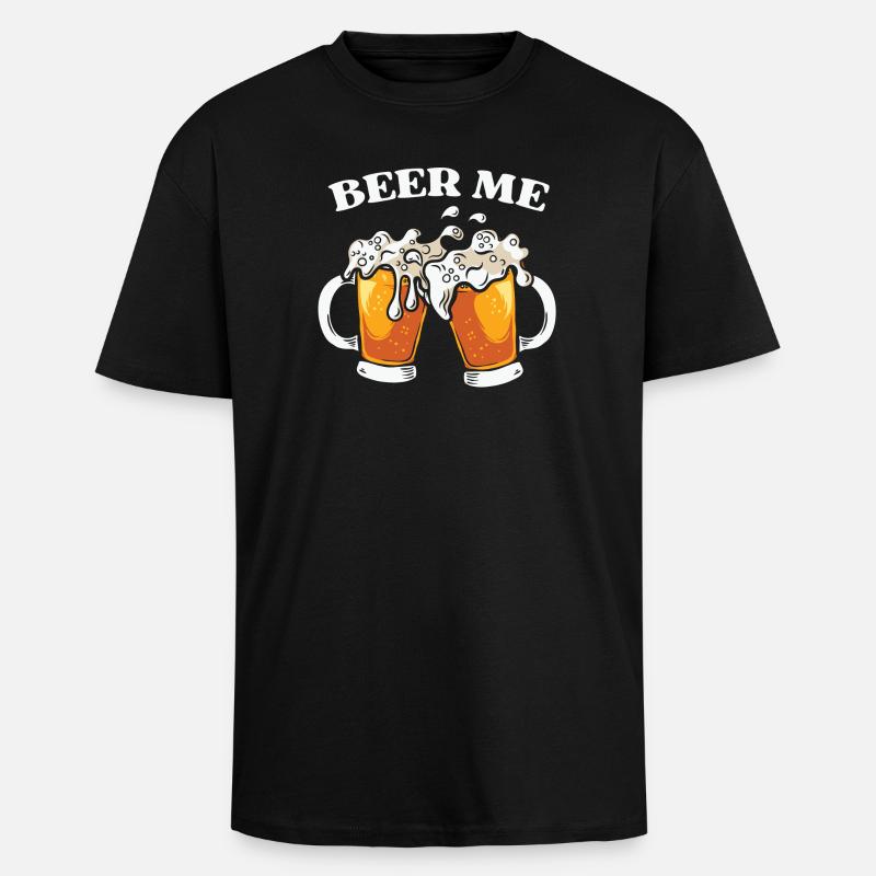 Bier, Bier trinken - Oversized Heavyweight Unisex T-Shirt - Schwarz