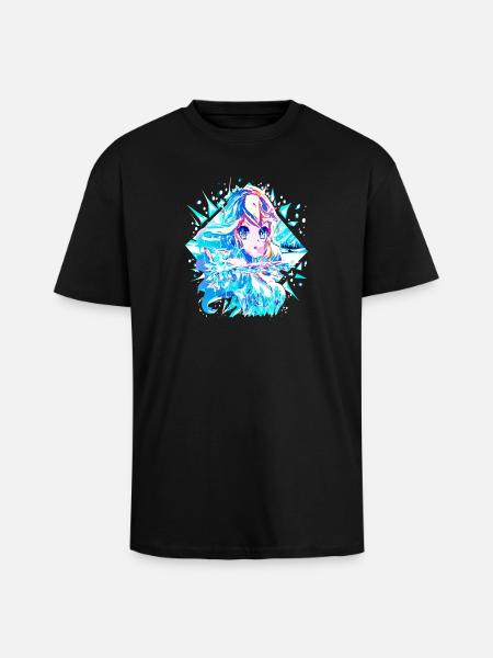Anime Snow Queen Ice Princess - Unisex Oversized Heavyweight T-shirt - black